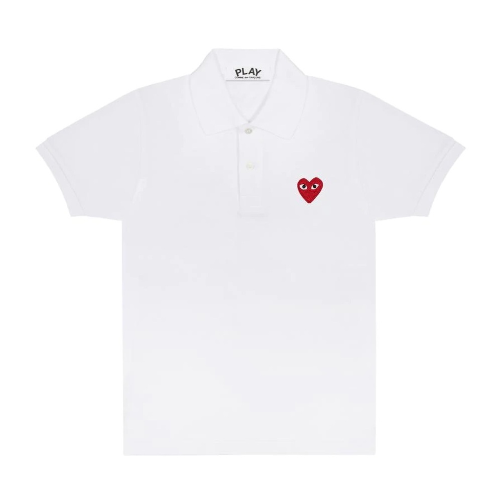Comme des Garcons White Polo with Red Heart